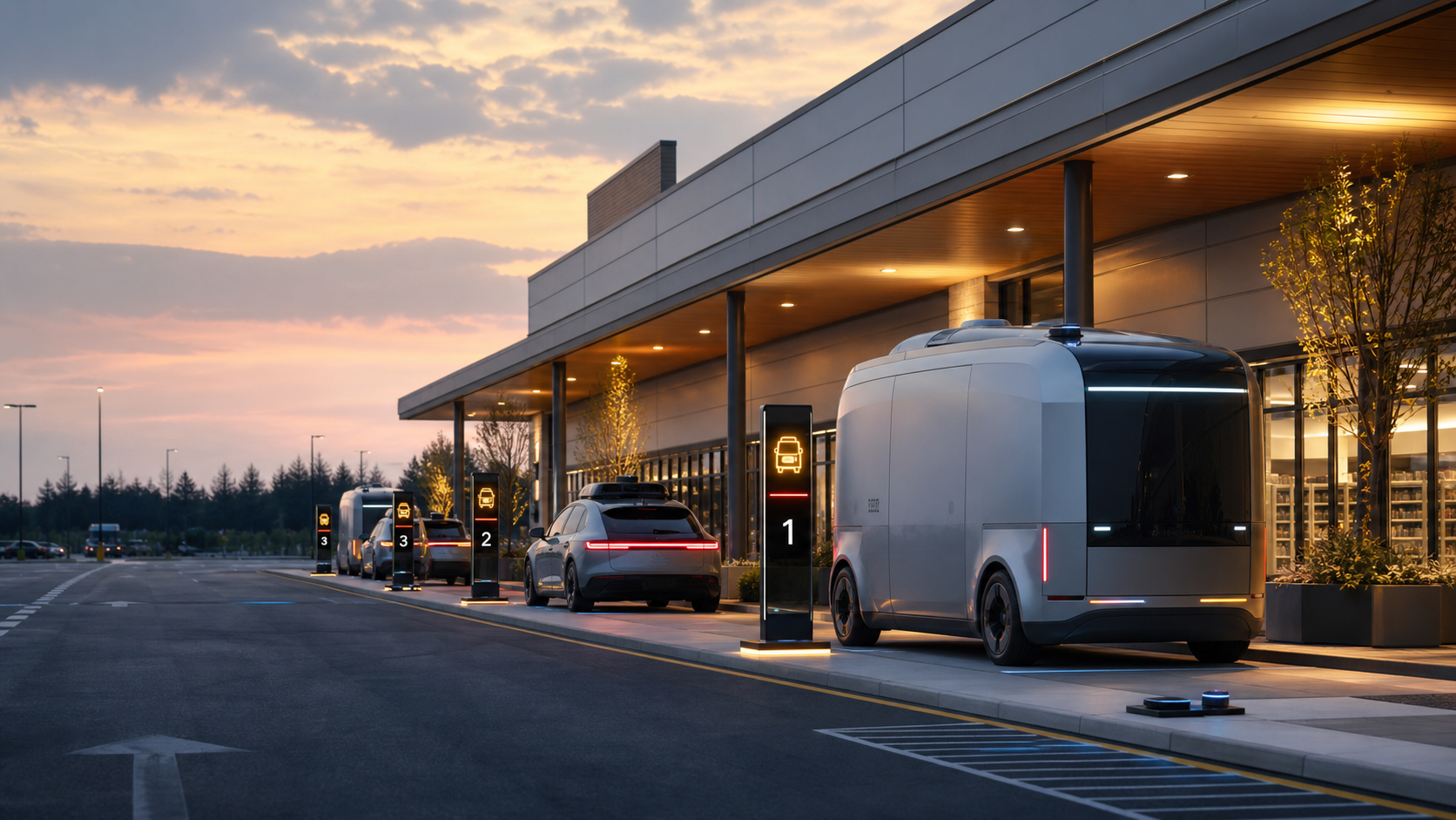 Autonomous vehicles at smart curbside pickup stations